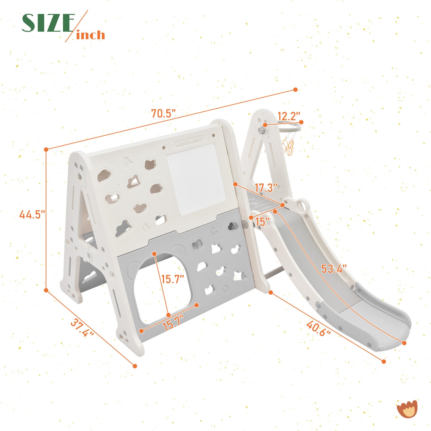 7-in-1 Toddler Climber and Slide Set - Kids Playground Climber Slide Playset with Tunnel, Whiteboard, Building Block Baseplates, and Basketball Hoop Combination - White, Compact Size