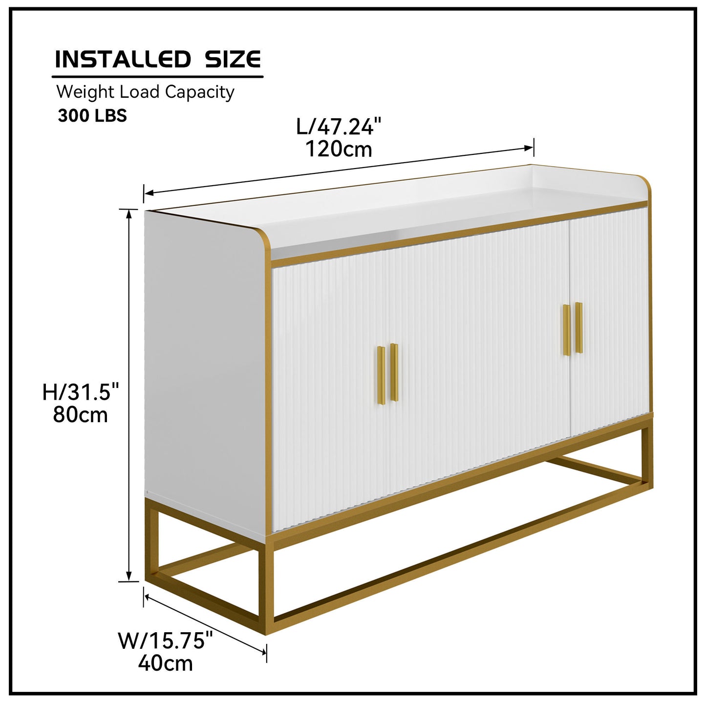 Modern Kitchen Buffet Storage Cabinet Cupboard - White Gloss with Metal Legs - Ideal for Living Room and Kitchen - Sleek Design - Various Sizes Available