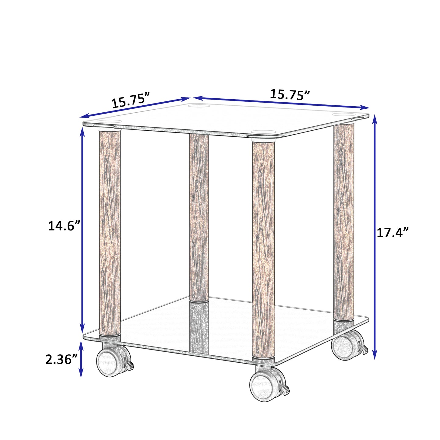 1-Piece Black + Walnut Side Table | 2-Tier Space End Table | Modern Night Stand | Sofa table | Side Table with Storage Shelf