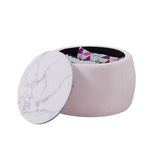 End Table with Storage, Round Accent Side Table, Removable Top, Pink - Ideal for Living Room, Bedroom