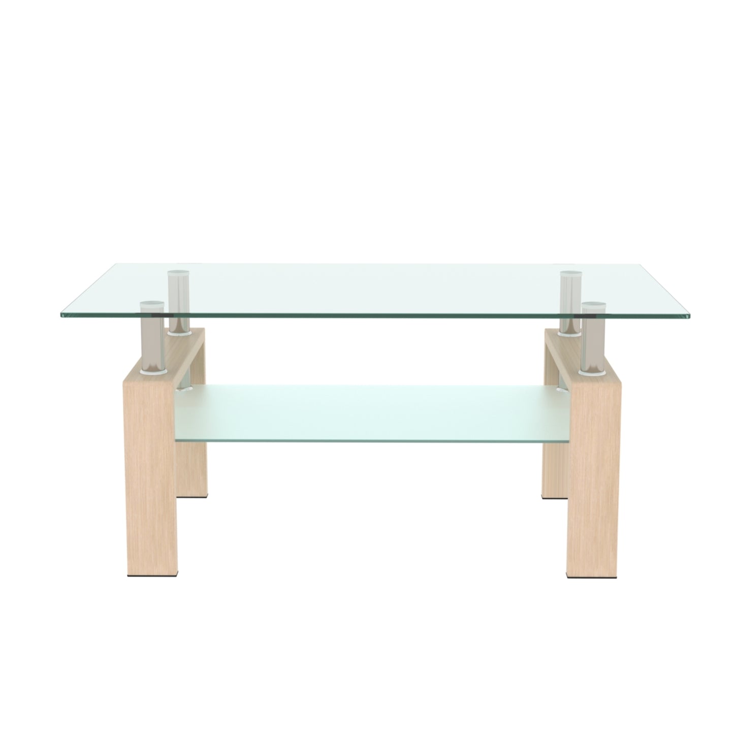 Rectangle Glass Coffee Table - Clear Modern Side Center Tables for Living Room Furniture - Sleek Design, Versatile Size