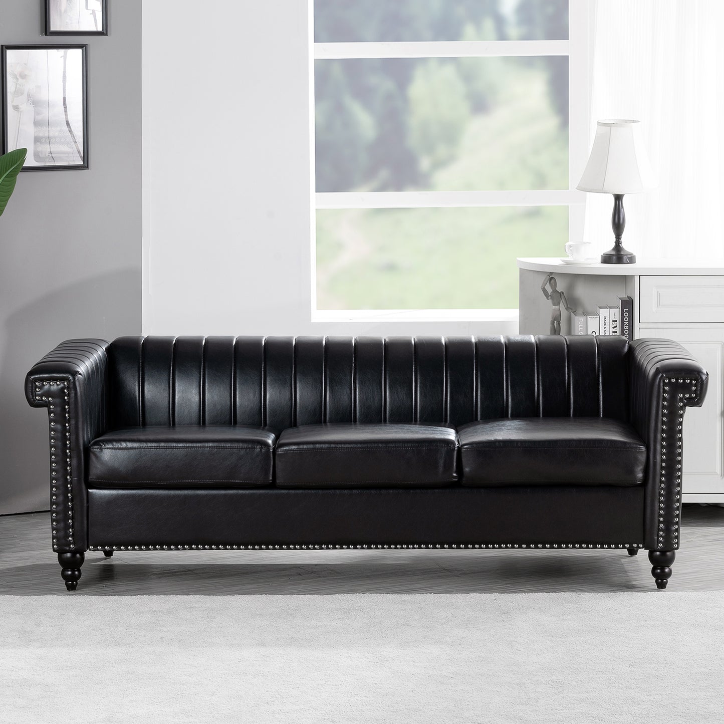 83.66" Traditional Square Arm Removable Cushion 3-Seater Sofa - Classic Design, Ample Seating, Multiple Color Options