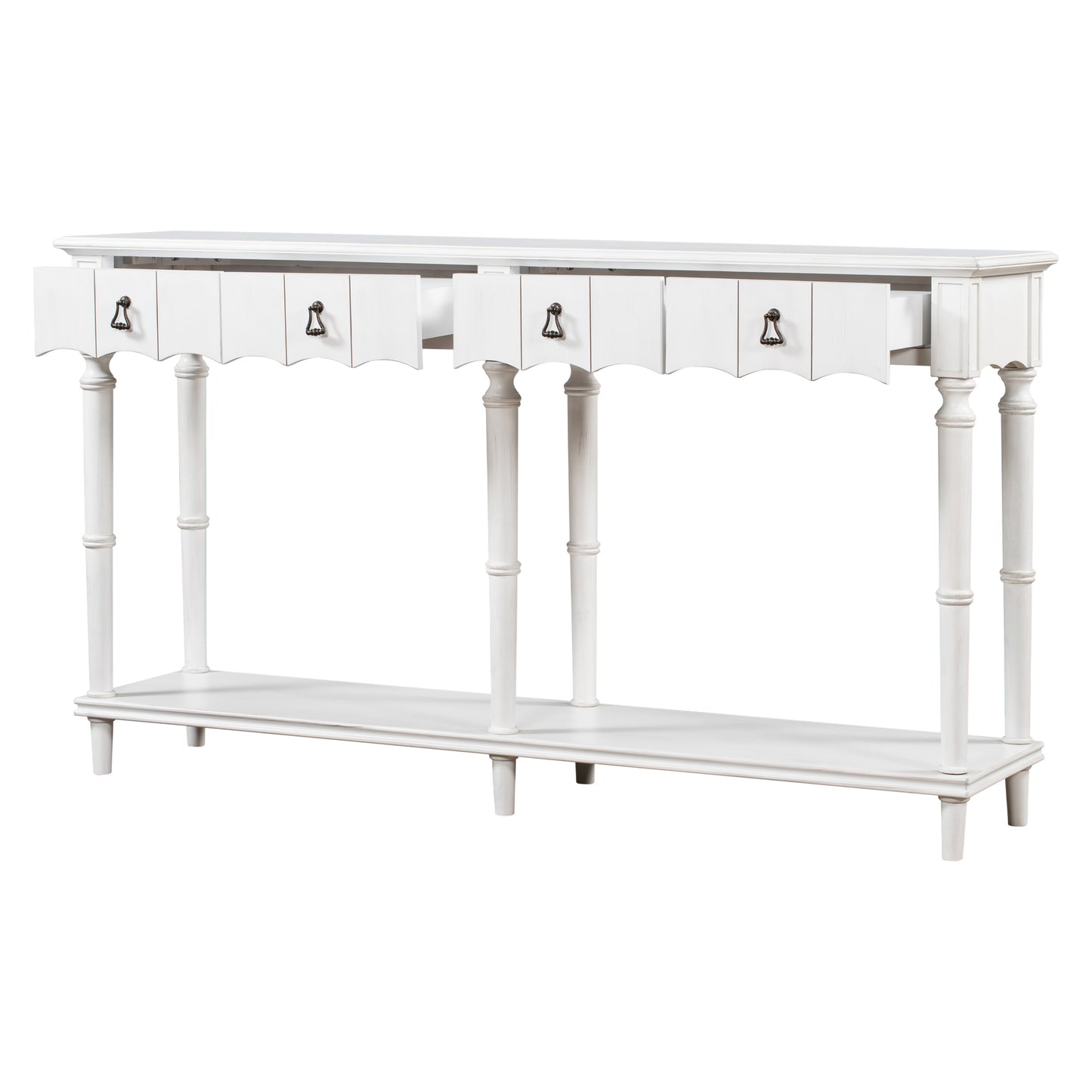 U-Style Console Table with 4 Front-Facing Storage Drawers and 1 Shelf – Ideal for Hallway, Living Room, or Bedroom – Classic Design with Ample Storage Space – Available in Various Colors and Sizes