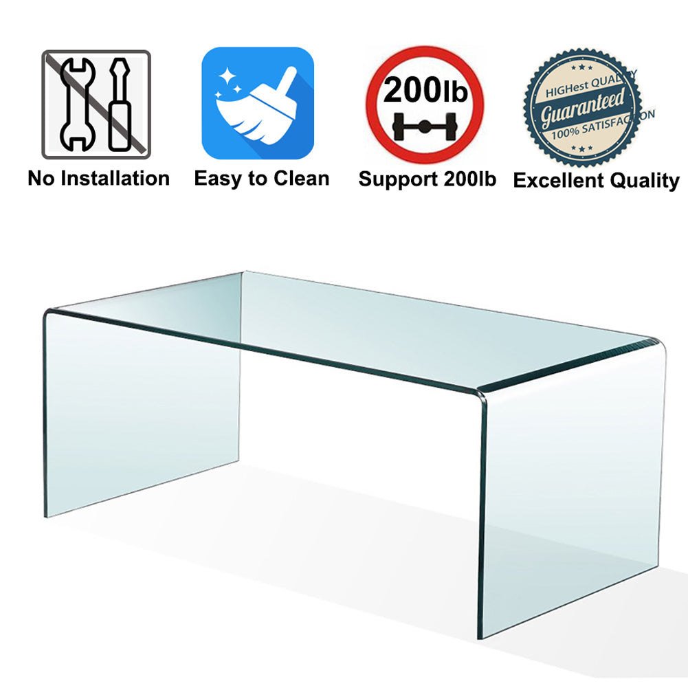 Tempered Clear Glass Coffee Table: Sleek Living Room Accent with Timeless Appeal