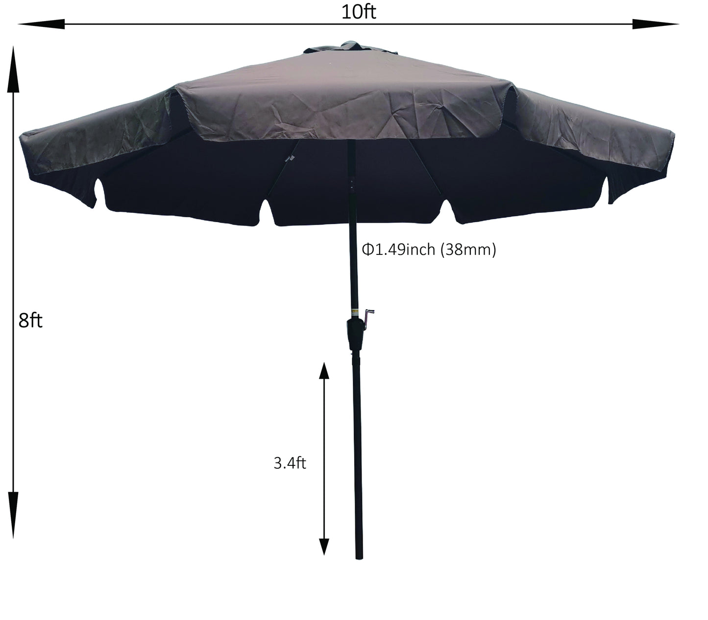 10ft Patio Umbrella Market Table Round Umbrella Outdoor Garden Umbrellas with Crank and Push Button Tilt for Pool Shade Outside - Durable and Stylish Umbrella for Optimal Outdoor Protection