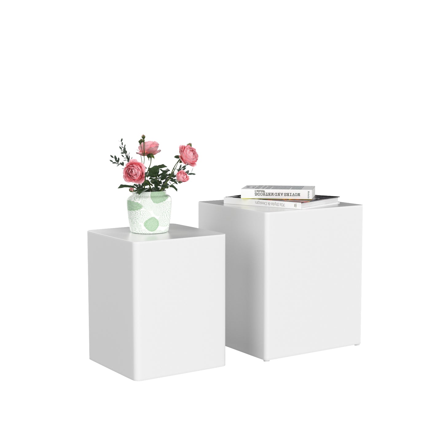 Upgrade MDF Nesting Table/Side Table/Coffee Table/End Table for Living Room, Office, Bedroom - Set of 2 | White | Stylish, Versatile Furniture for Multiple Spaces