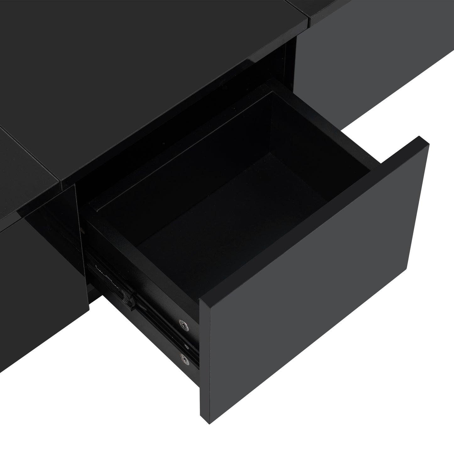 ON-TREND Multifunctional Coffee Table with Hidden Storage, Extendable Cocktail Table with Drawers, High-gloss Center Table for Living Room, 39.3"x21.6", Black