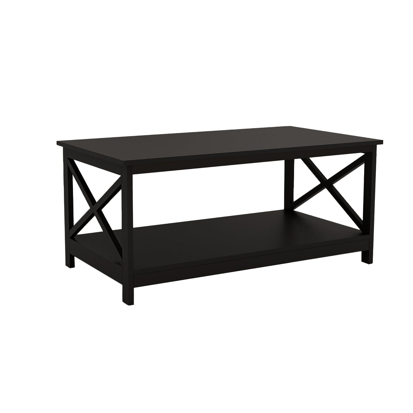 Coffee Table Oxford End Table-Black Color: Sleek and Modern Design, Perfect for Living Room Décor, 2-tier Storage, Sturdy Construction, 40x20x18 inches