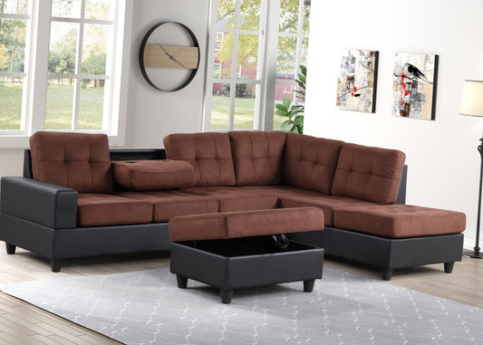 Sectional Sofa Reversible w/ Dropdown Tray, Cup Holders, and Size Options - Comfortable and Stylish Furniture for Your Living Space