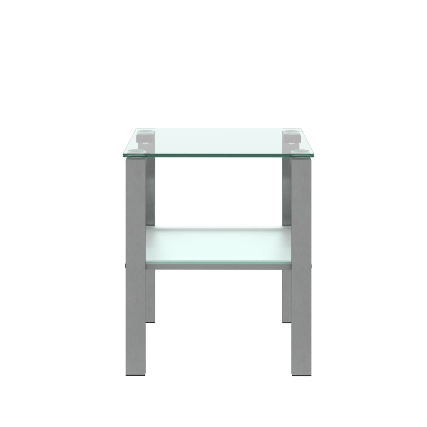 Glass Two Layer Tea Table - Small Round Bedroom Corner & Living Room Side Table - Grey, 220 Letters Max