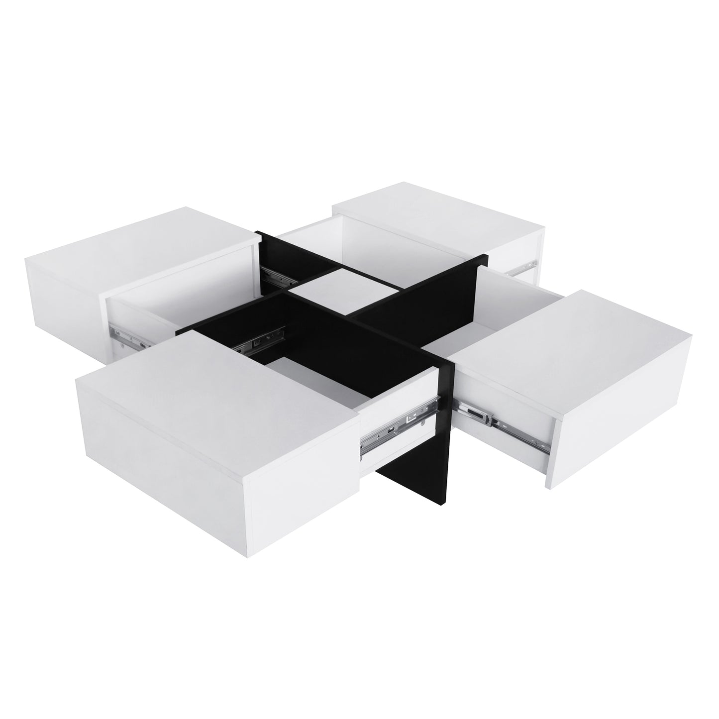 ON-TREND Coffee Table with 4 Hidden Storage Compartments, Extendable Sliding Tabletop, UV High-gloss Design for Living Room, 31.5"x 31.5"