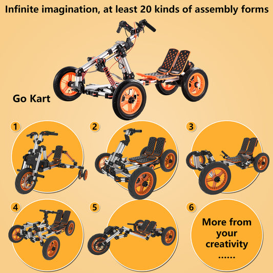 Modular Design High-Strength Material Electric Innovation Kart: Over 20 Assembly Methods, Ideal for Outdoor Sports & Parent-Child Interaction