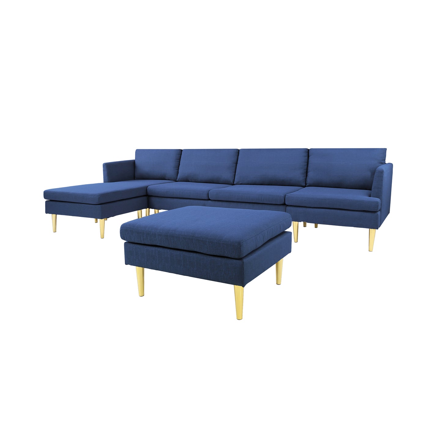 Modern Convertible Sectional Sofa Blue Polyester - Versatile and Stylish Furniture for Your Living Space