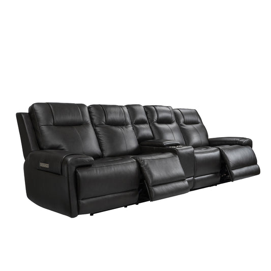 Trevor Triple 4 Seats Power Sofa with Console | Genuine Leather | Lumbar Support | Adjustable Headrest | USB & Type C Charge Port | Armless Chair | Triple Power Control | Various Colors & Sizes Available