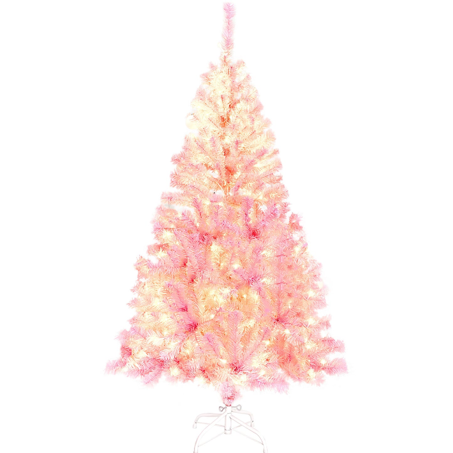 Pre-lit Artificial Christmas 2-Piece Set: 5FT Pink Tree & 6ft Garland - Xmas Decor with Sparkling Lights & Festive Ambience