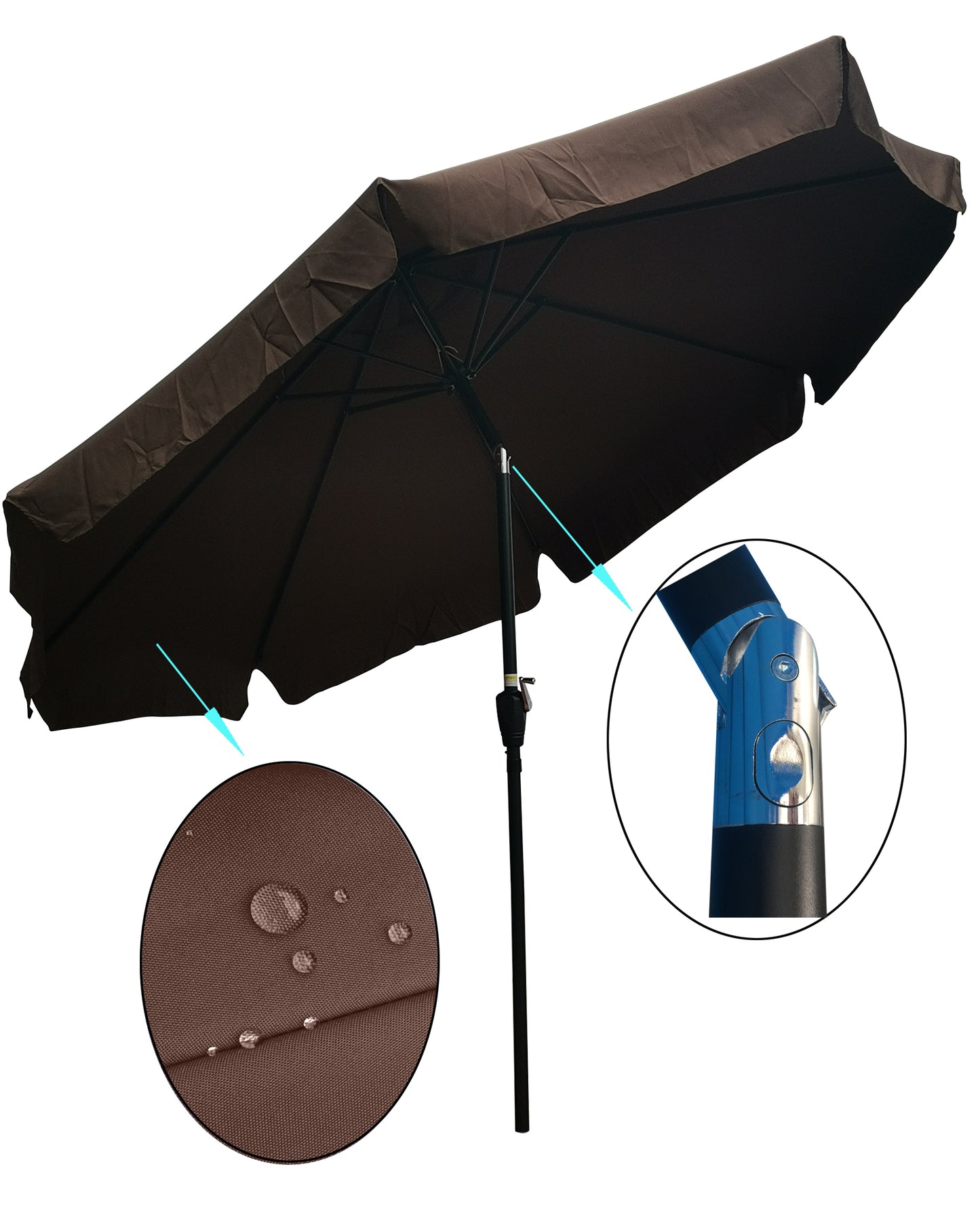 10ft Patio Umbrella Market Table Round Umbrella Outdoor Garden Umbrellas with Crank and Push Button Tilt for Pool Shade Outside - Durable and Stylish Umbrella for Optimal Outdoor Protection