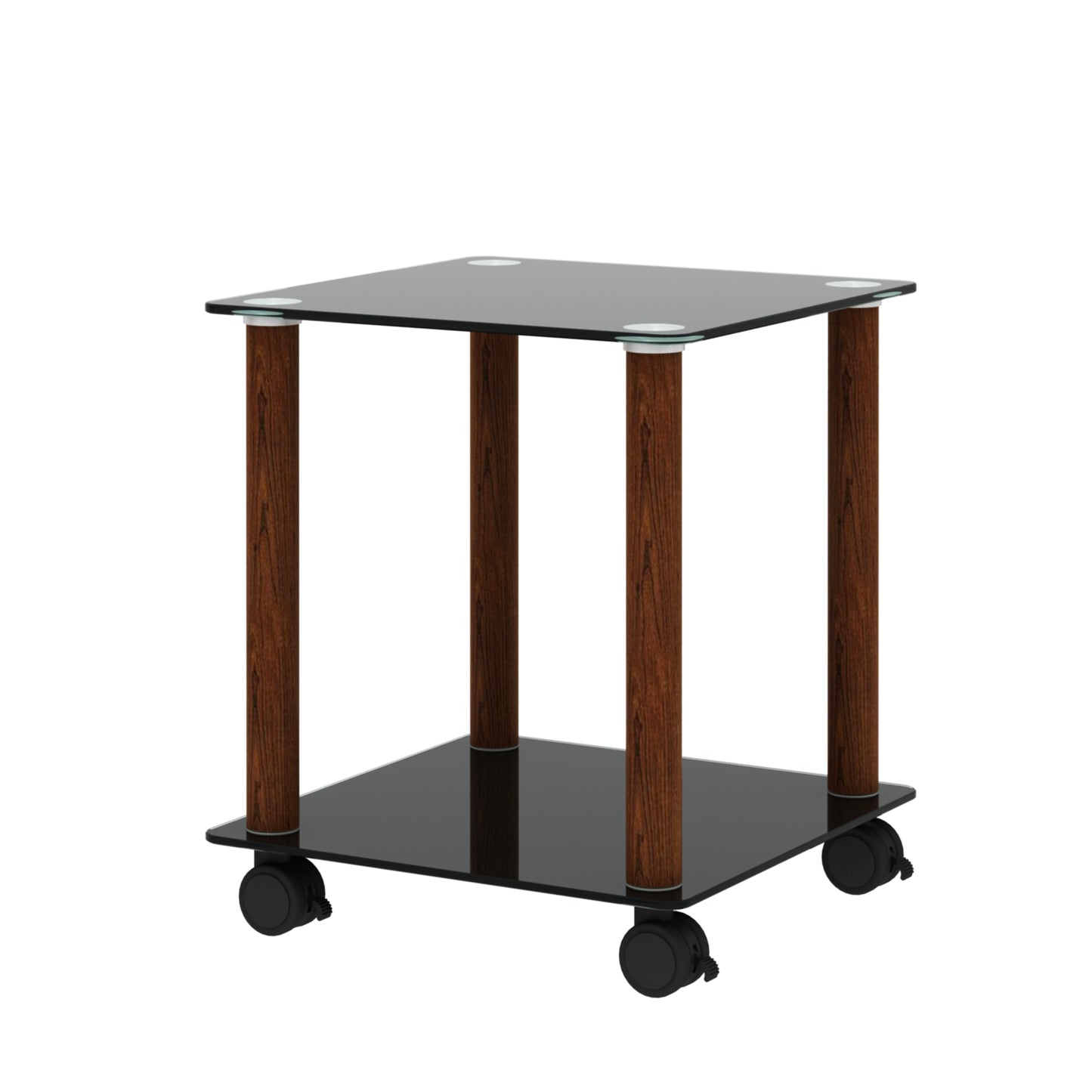 1-Piece Black + Walnut Side Table | 2-Tier Space End Table | Modern Night Stand | Sofa table | Side Table with Storage Shelf