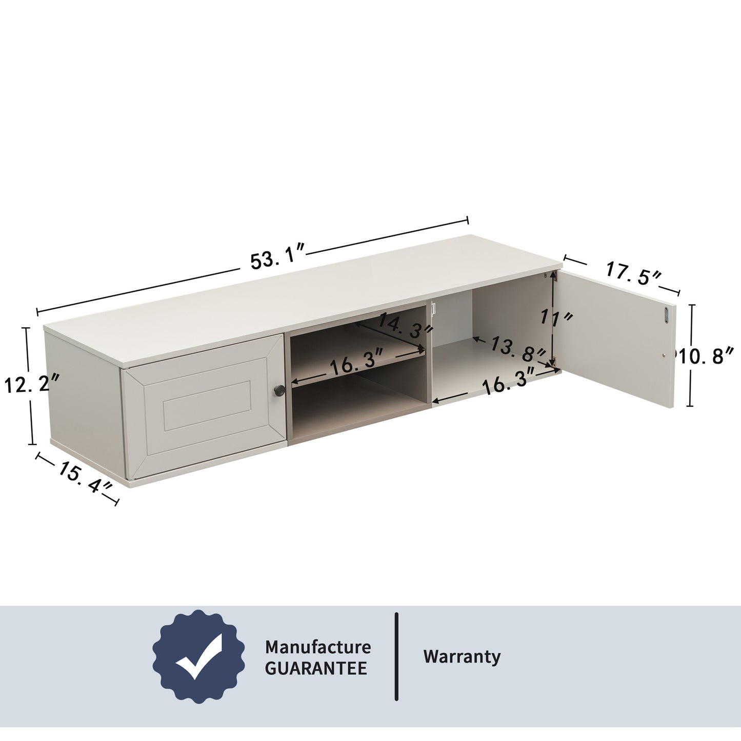 Wall Mounted 60" Floating TV Stand with Large Storage Space, Adjustable Shelves, Magnetic Cabinet Door, Cable Management - Stylish and Functional Entertainment Solution