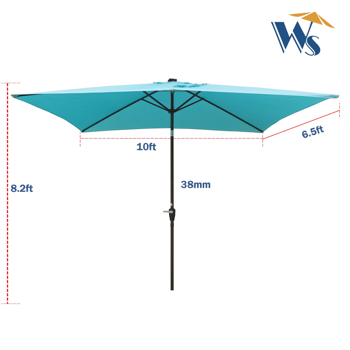 10 x 6.5t Rectangular Patio Solar LED Lighted Outdoor Umbrellas with Crank and Push Button Tilt – Ideal Garden, Backyard, and Poolside Shade Solution