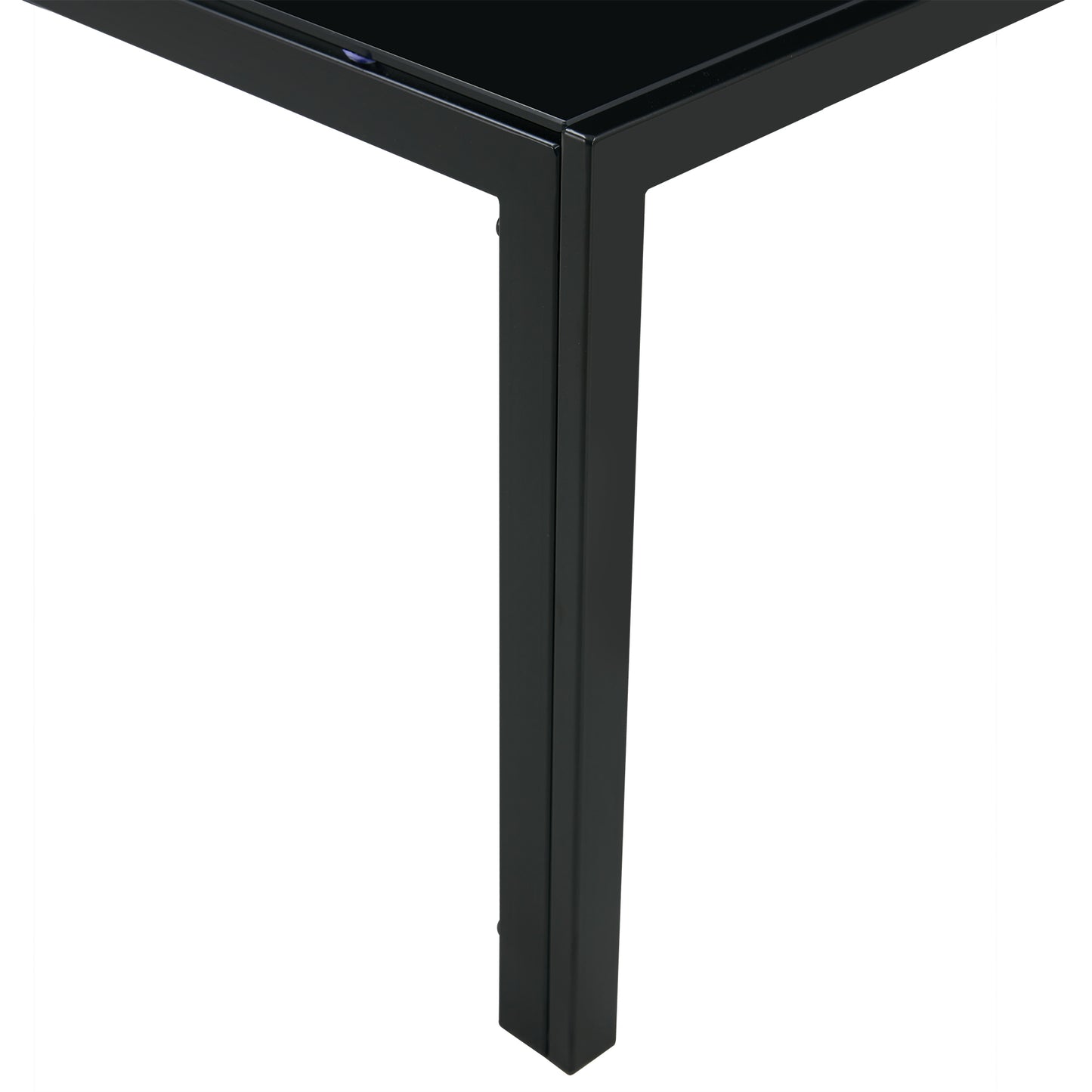 Coffee Table Set of 2, Modern Square Tempered Glass Finish for Living Room, Black