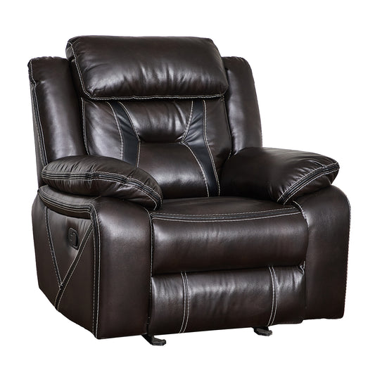 Reclining Upholstered Manual Puller in Faux Leather - Brown 38.58*38.58*40.16: Comfortable and Stylish Seating Solution with Manual Reclining Function and Brown Faux Leather Upholstery