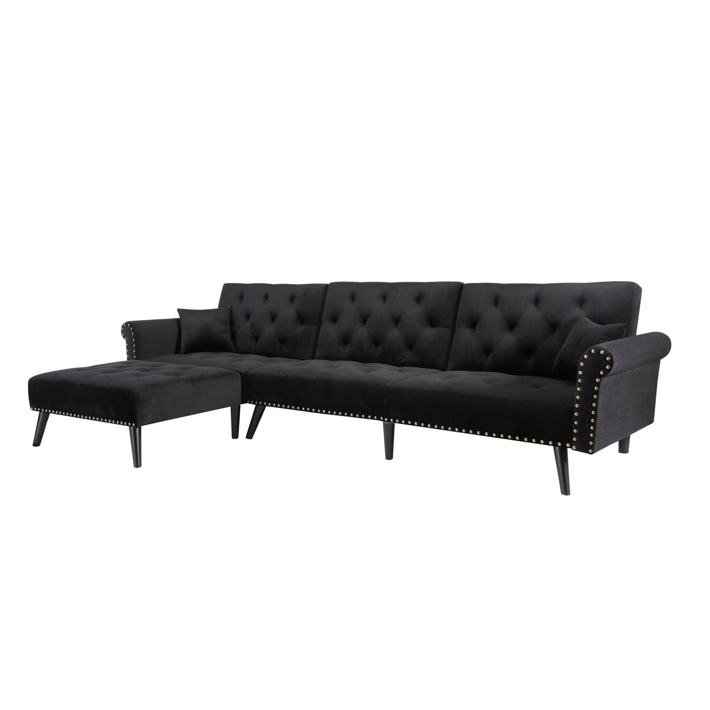 Convertible Sofa Bed Sleeper in Navy Black Velvet - Size Difference (W223S00869, W223S00706, W223S00457)