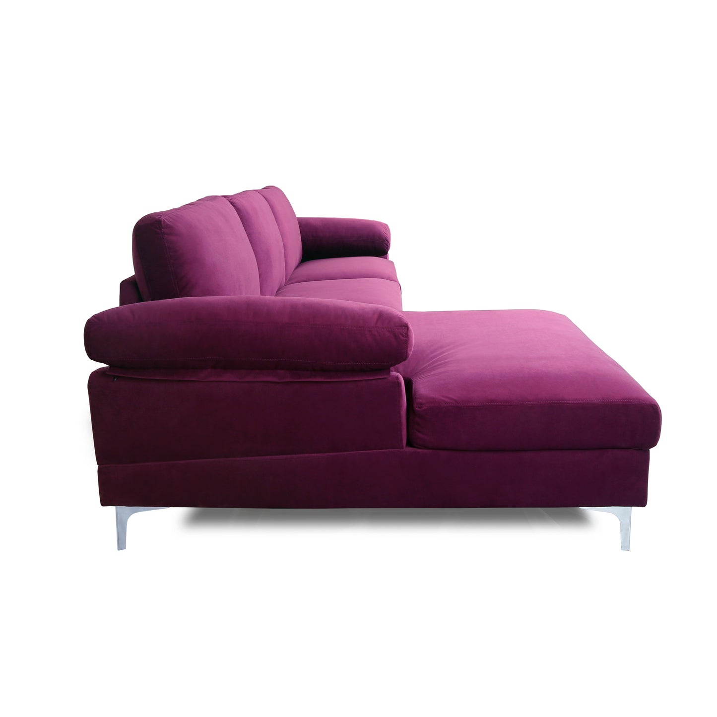 Sectional Sofa Purple Velvet Left Hand Facing - Modern Design, Plush Comfort, Large Size for Spacious Living Rooms