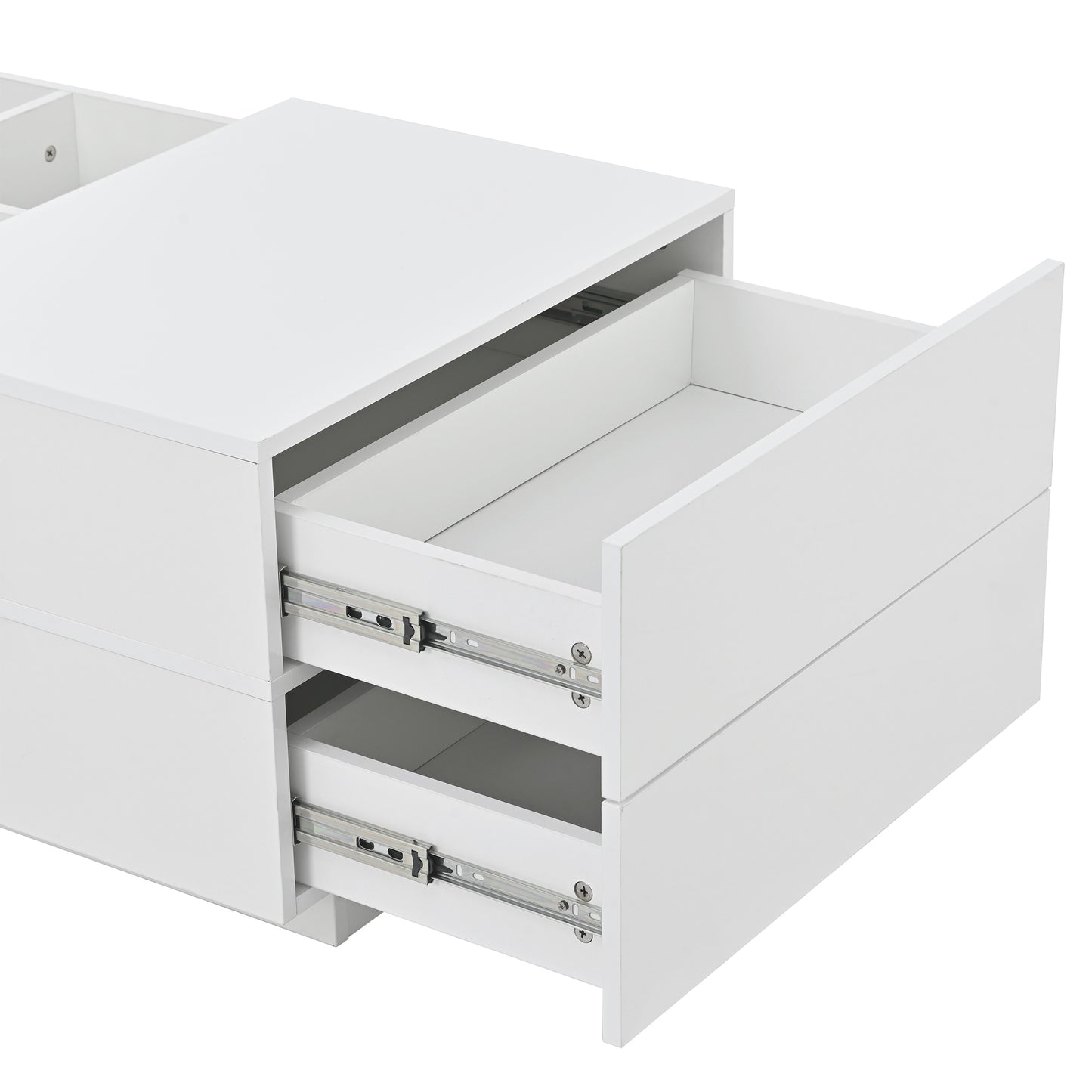 ON-TREND Extendable Coffee Table with 4 Drawers, Hidden Storage, UV High-gloss, Sliding Top - White, 35.4"x 23.6"