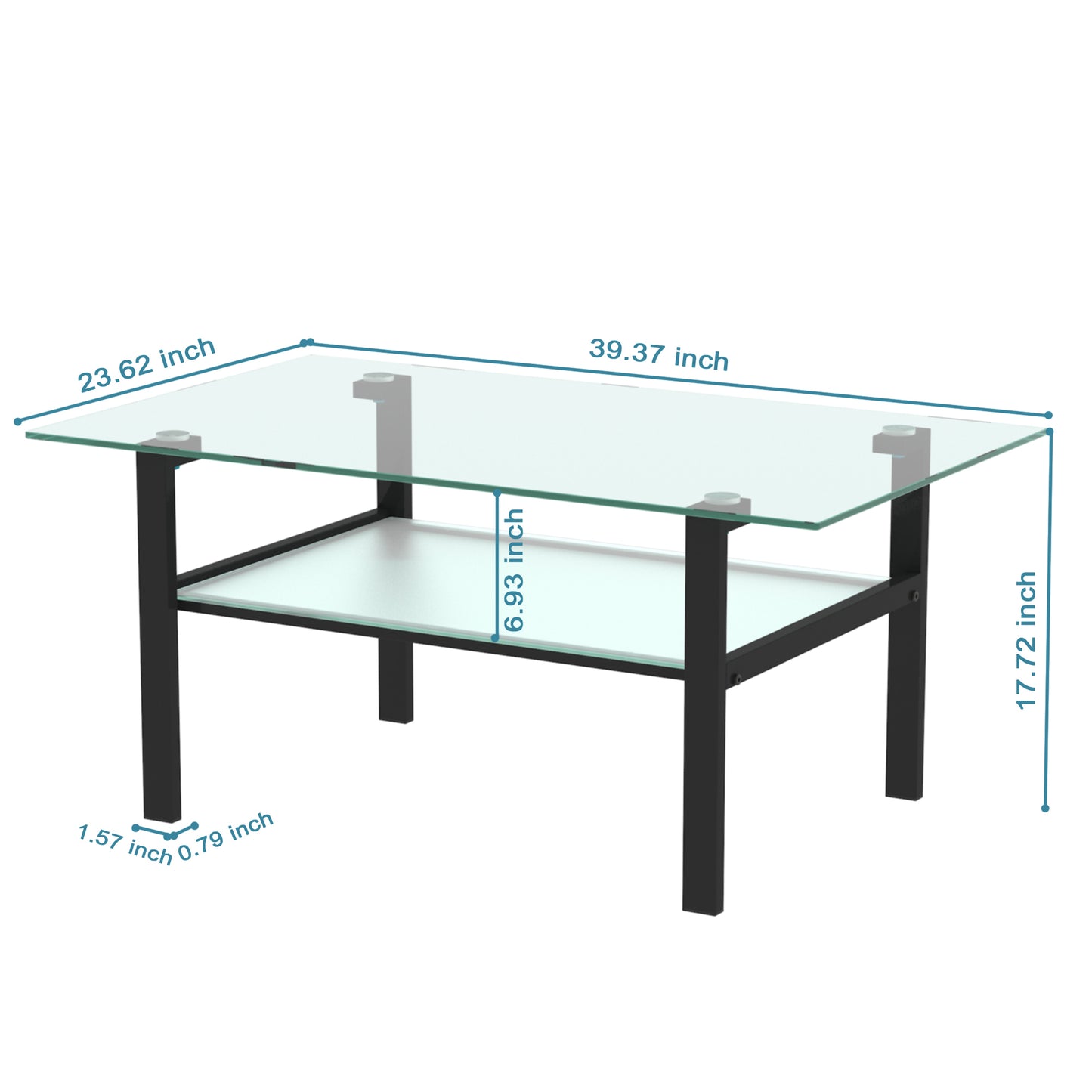 Transparent Glass Black Coffee Table - Modern Simple Living Room Side Center Table - Sleek Design, Versatile Size