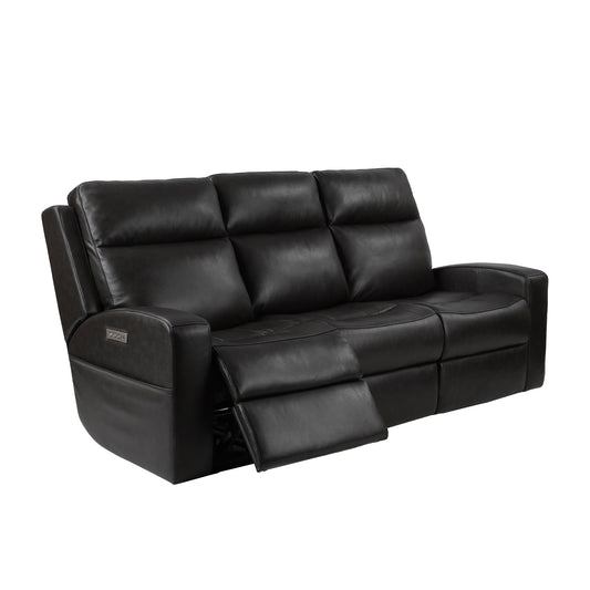 Caleb Triple Power Sofa | Top Grain Leather | Lumbar Support | Adjustable Headrest | Storage Side Pocket | USB & Type C Charger Port - Armless Chair with Triple Power