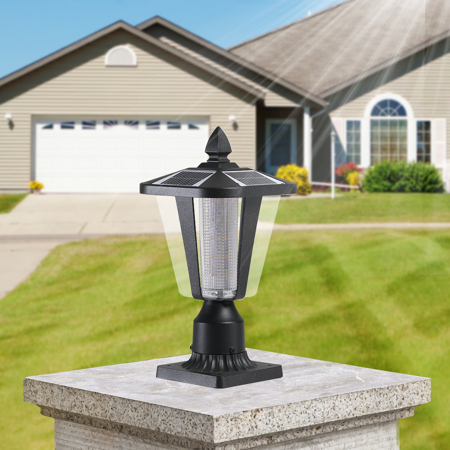 Solar Column Headlights with Dimmable LED - Efficient Outdoor Lighting Solution for Increased Visibility and Style