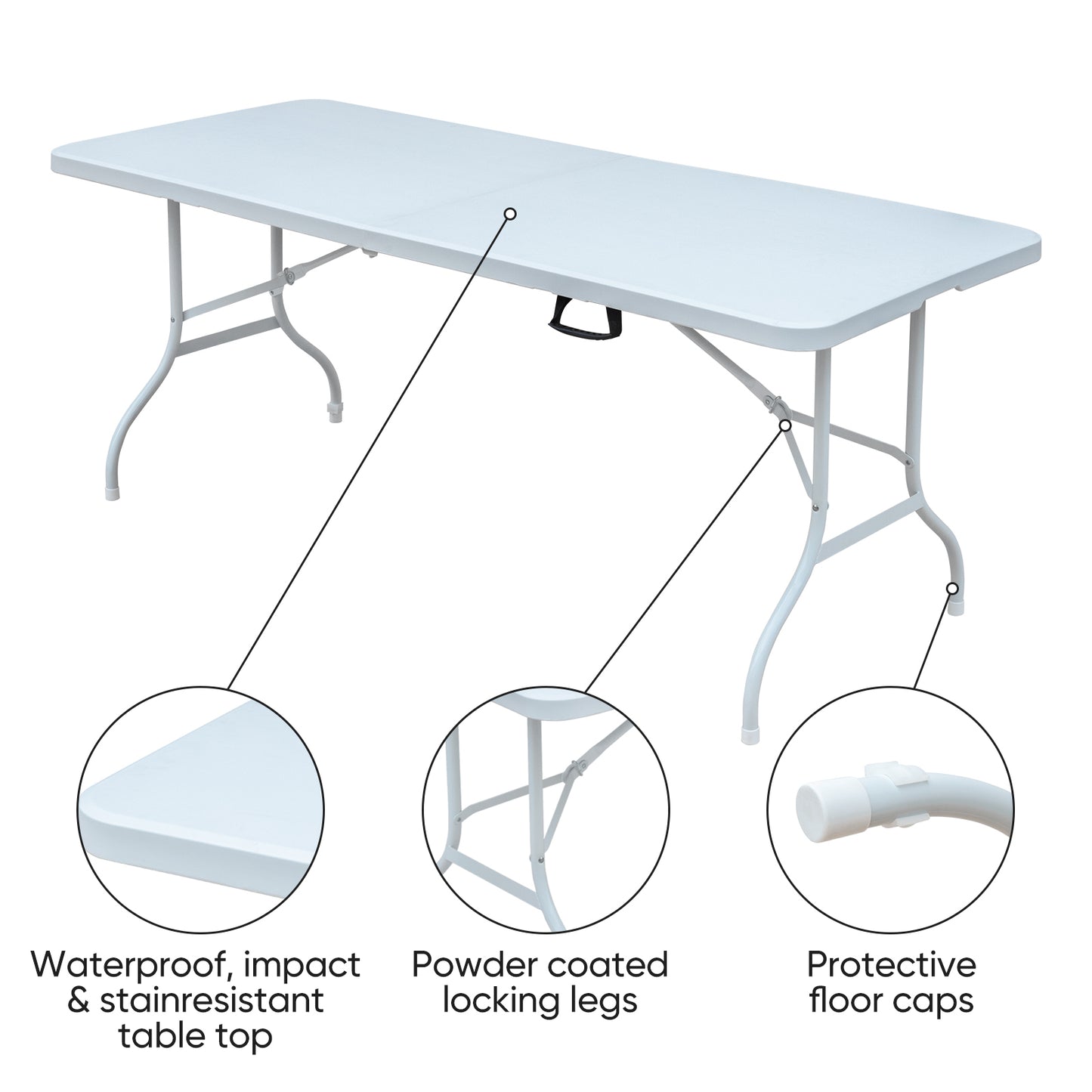 Multi-purpose Outdoor Folding 6ft Picnic Table: Casual, Game, Party - Portable, Durable, Easy to Store and Clean, Various Colors and Sizes Available