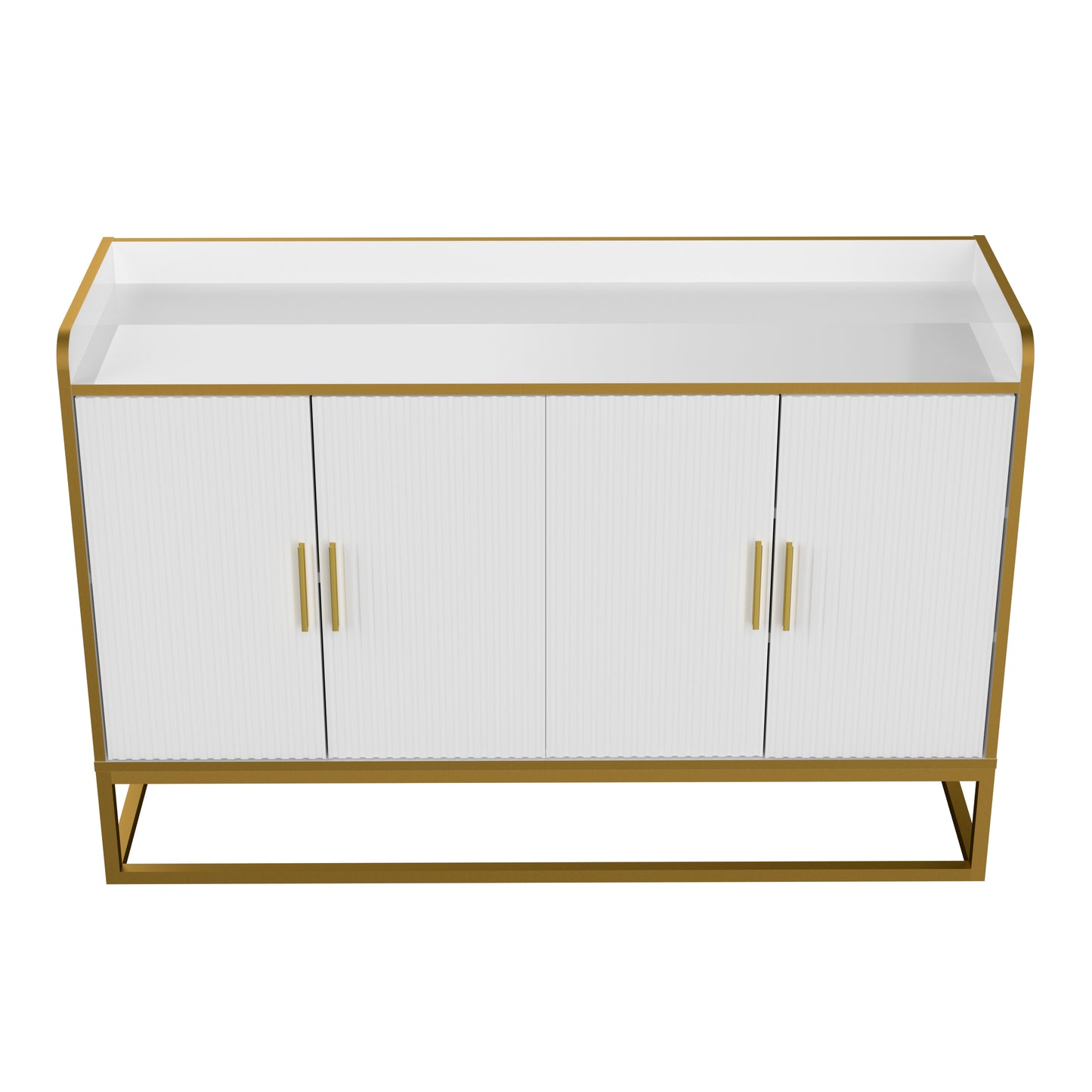 Modern Kitchen Buffet Storage Cabinet Cupboard - White Gloss with Metal Legs - Ideal for Living Room and Kitchen - Sleek Design - Various Sizes Available