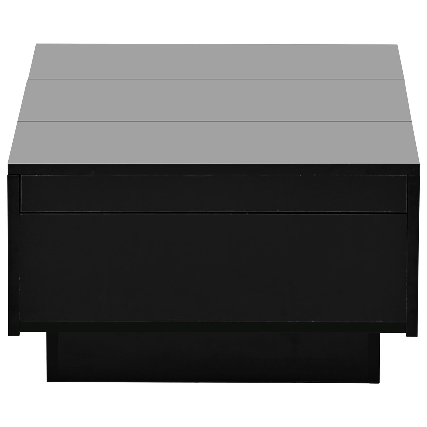 ON-TREND Multifunctional Coffee Table with Hidden Storage, Extendable Cocktail Table with Drawers, High-gloss Center Table for Living Room, 39.3"x21.6", Black