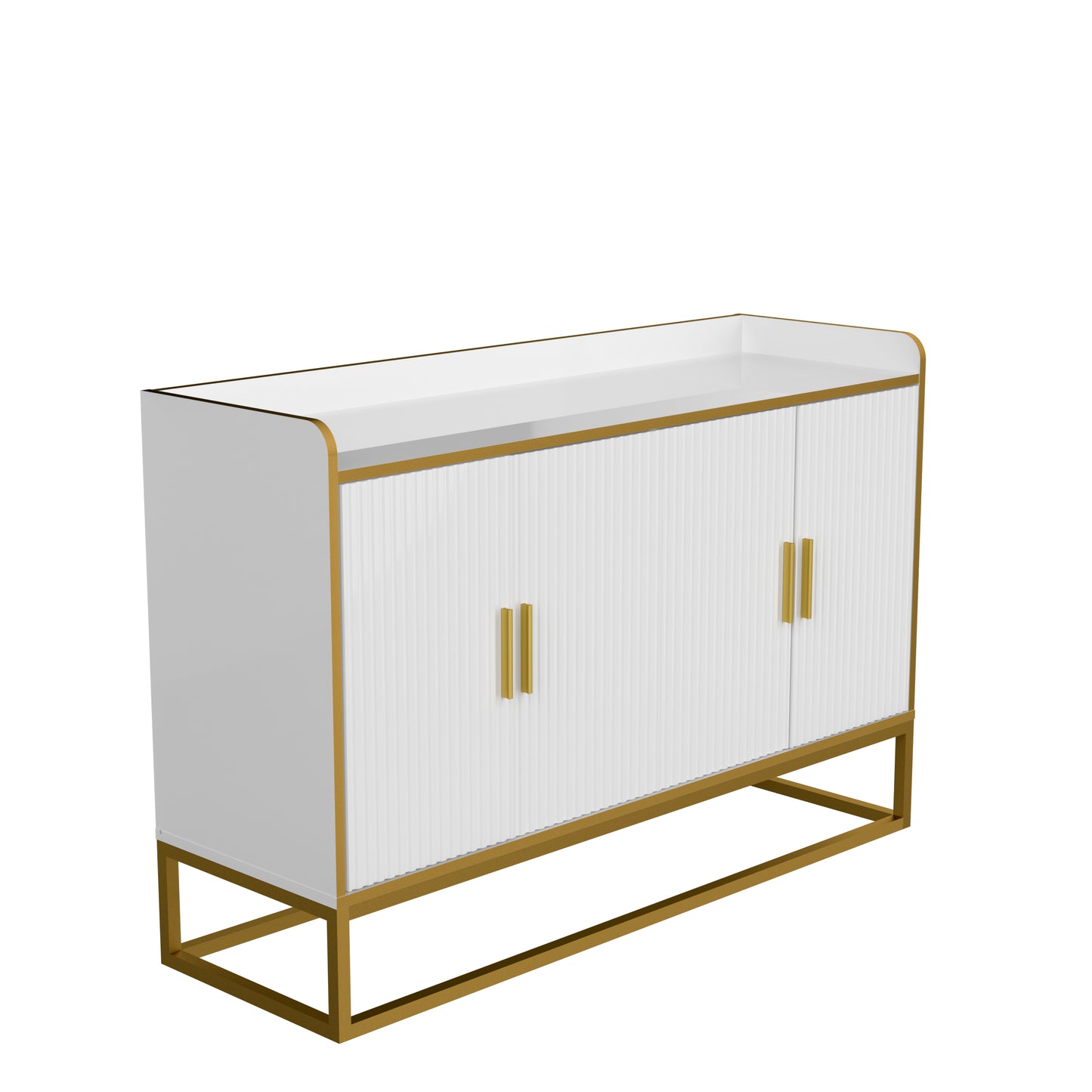 Modern Kitchen Buffet Storage Cabinet Cupboard - White Gloss with Metal Legs - Ideal for Living Room and Kitchen - Sleek Design - Various Sizes Available