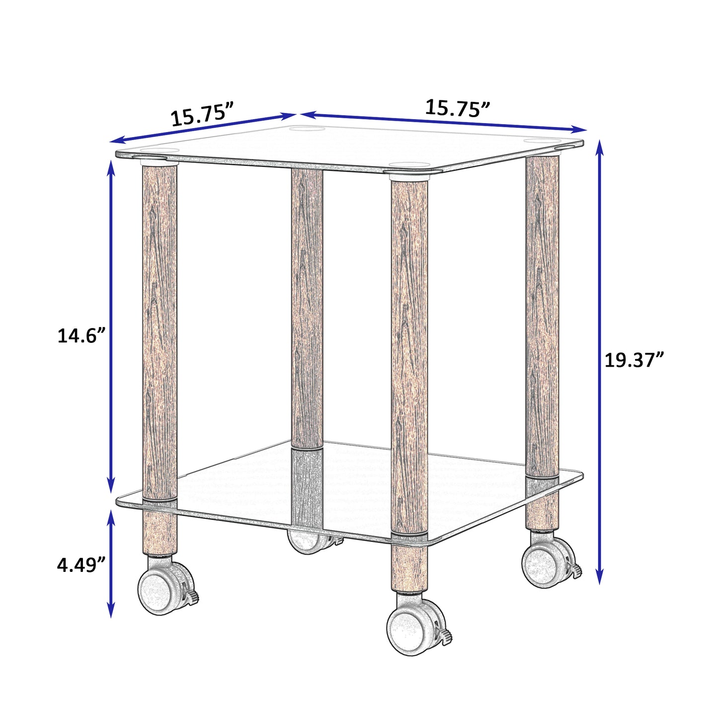 1-Piece Black + Walnut Side Table | 2-Tier Space End Table | Modern Night Stand | Sofa table | Side Table with Storage Shelf