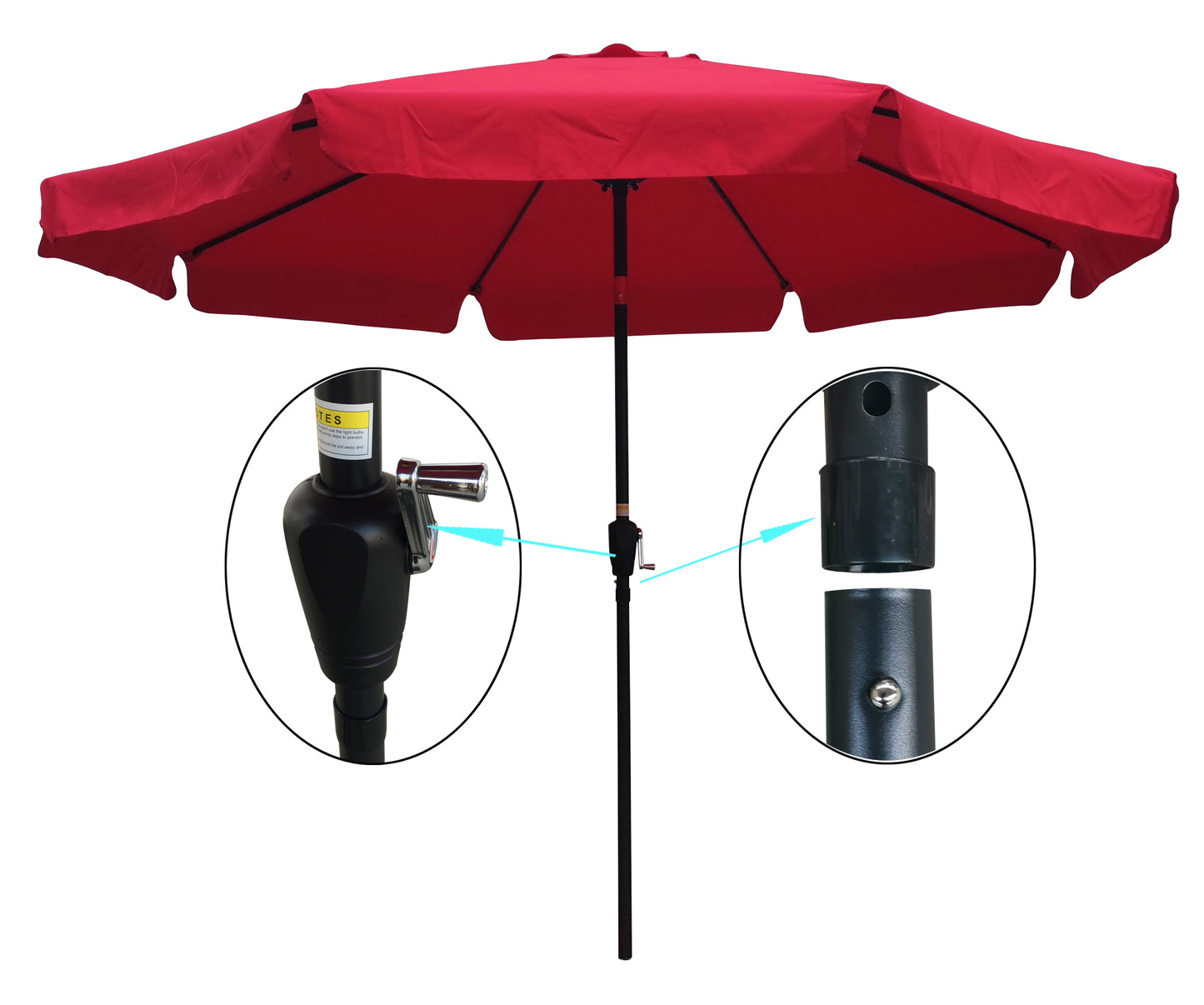 10ft Patio Umbrella Market Round Umbrella Outdoor Garden Umbrellas with Crank and Push Button Tilt - Ideal for Garden, Backyard, Pool Shade Outside - Wide Size Options, Multiple Color Choices