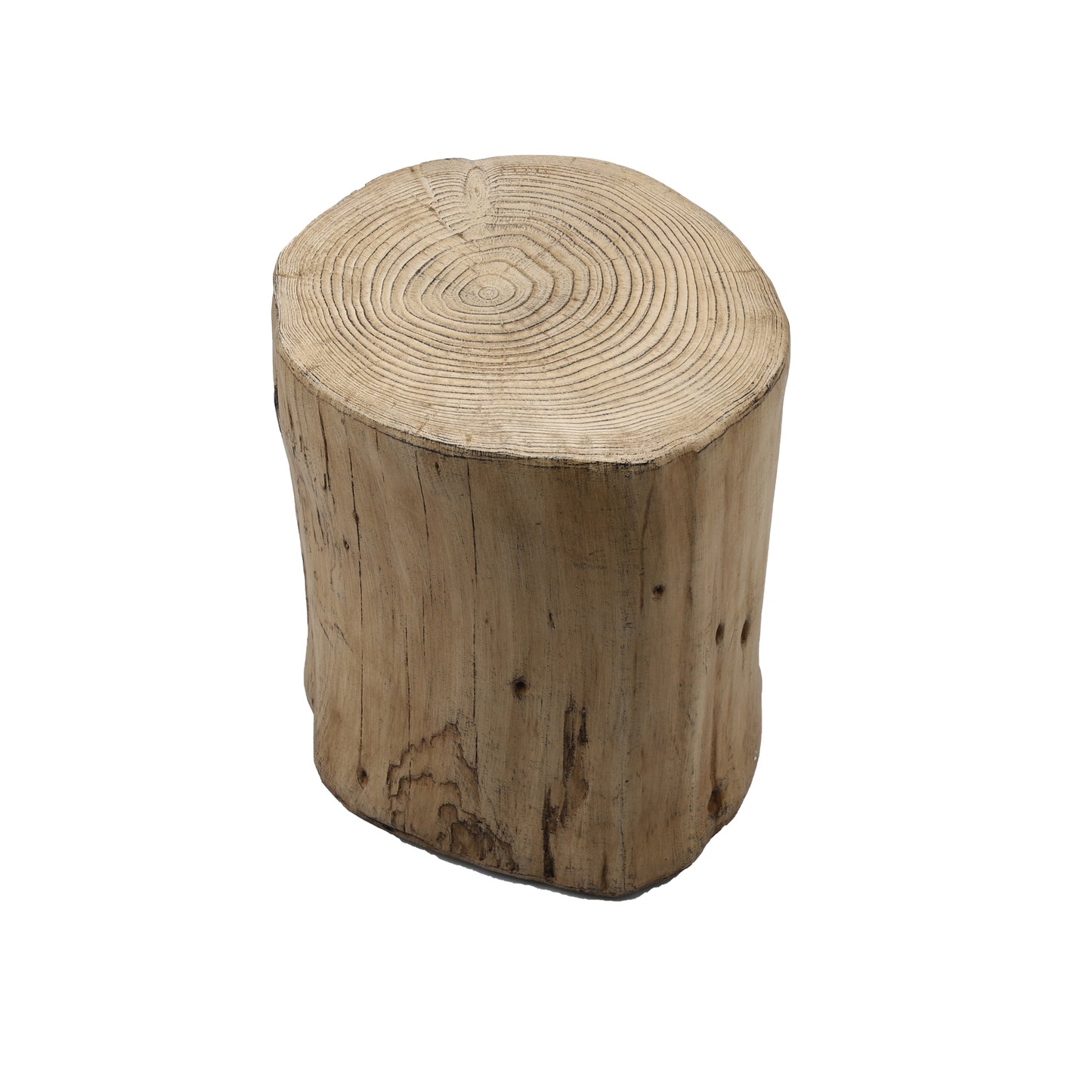 Outdoor Faux Wood Stump Side Table - Coffee Table, End Table, Accent Table - Round, Light Brown - Stylish and Durable for Outdoor Spaces