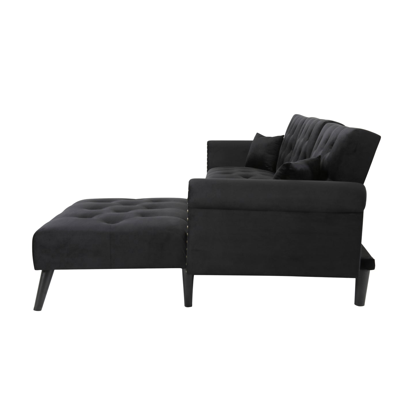 Convertible Sofa Bed Sleeper in Navy Black Velvet - Size Difference (W223S00869, W223S00706, W223S00457)