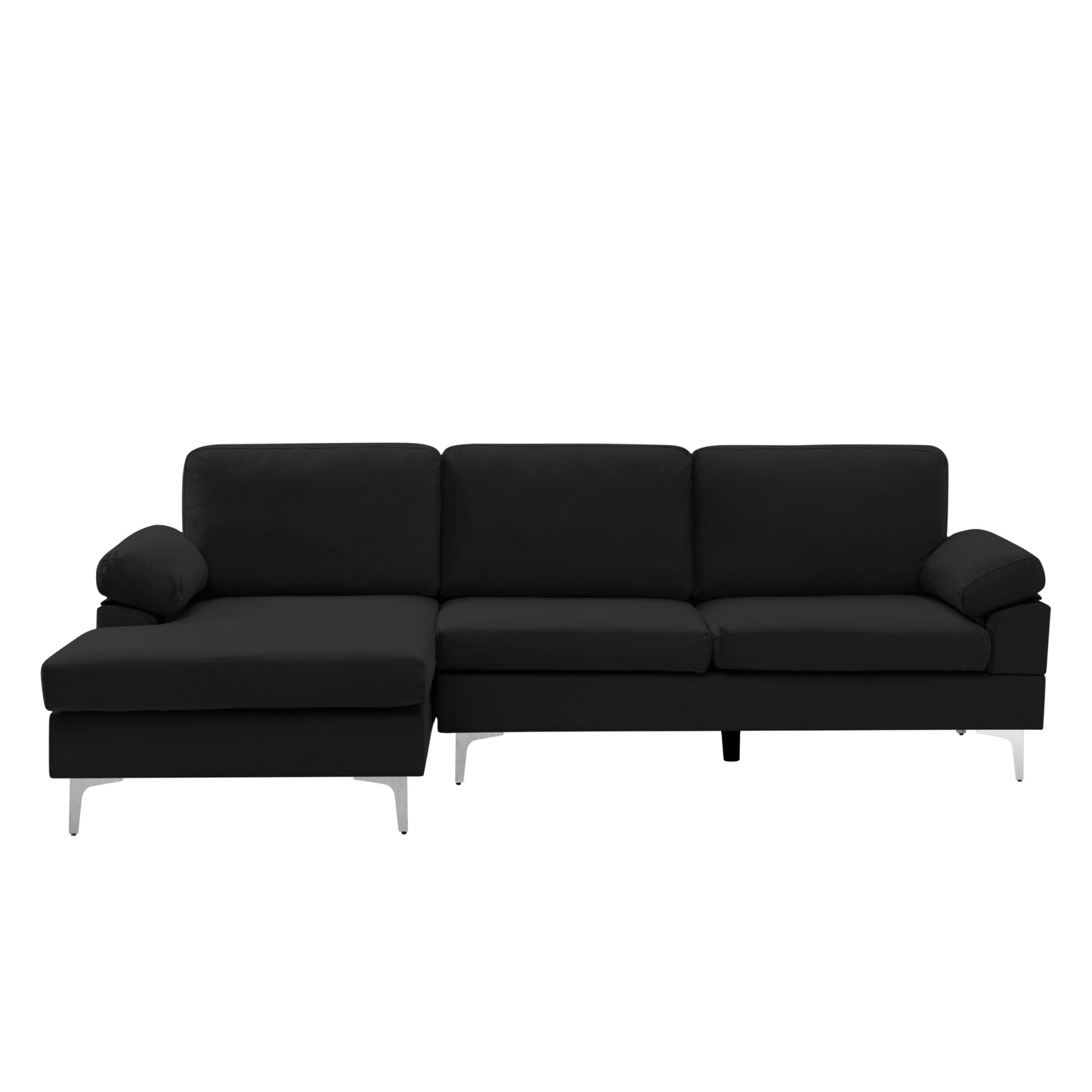 Sectional Sofa Black Velvet Left Hand Facing (Size difference, See Details in Page)