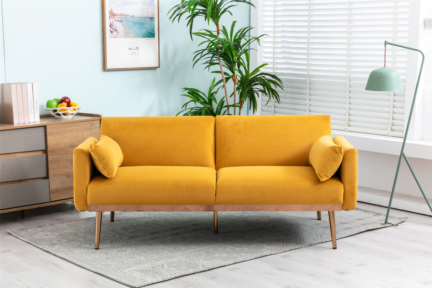 COOLMORE Velvet Sofa: Metal Feet Accent Loveseat Sofa - Stylish and Comfortable Furniture Choice for Your Space