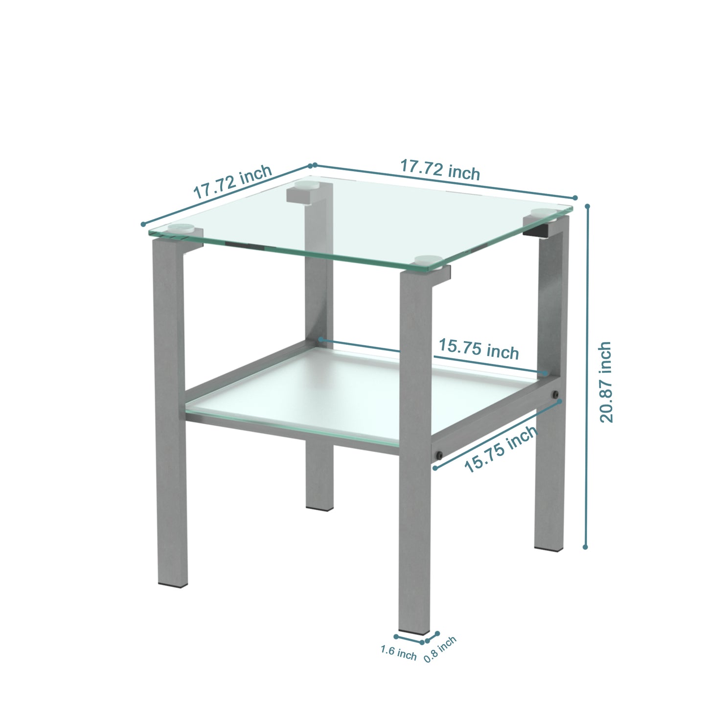 Glass Two Layer Tea Table - Small Round Bedroom Corner & Living Room Side Table - Grey, 220 Letters Max