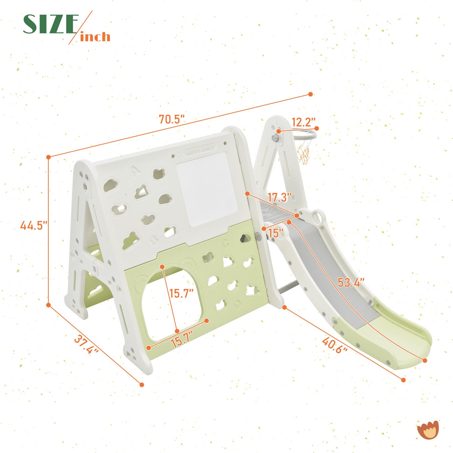 7-in-1 Toddler Climber and Slide Set: Playground Climber Slide Playset with Tunnel, Climber, Whiteboard, Toy Building Block Baseplates, Basketball Hoop Combination for Babies - White, Compact Size