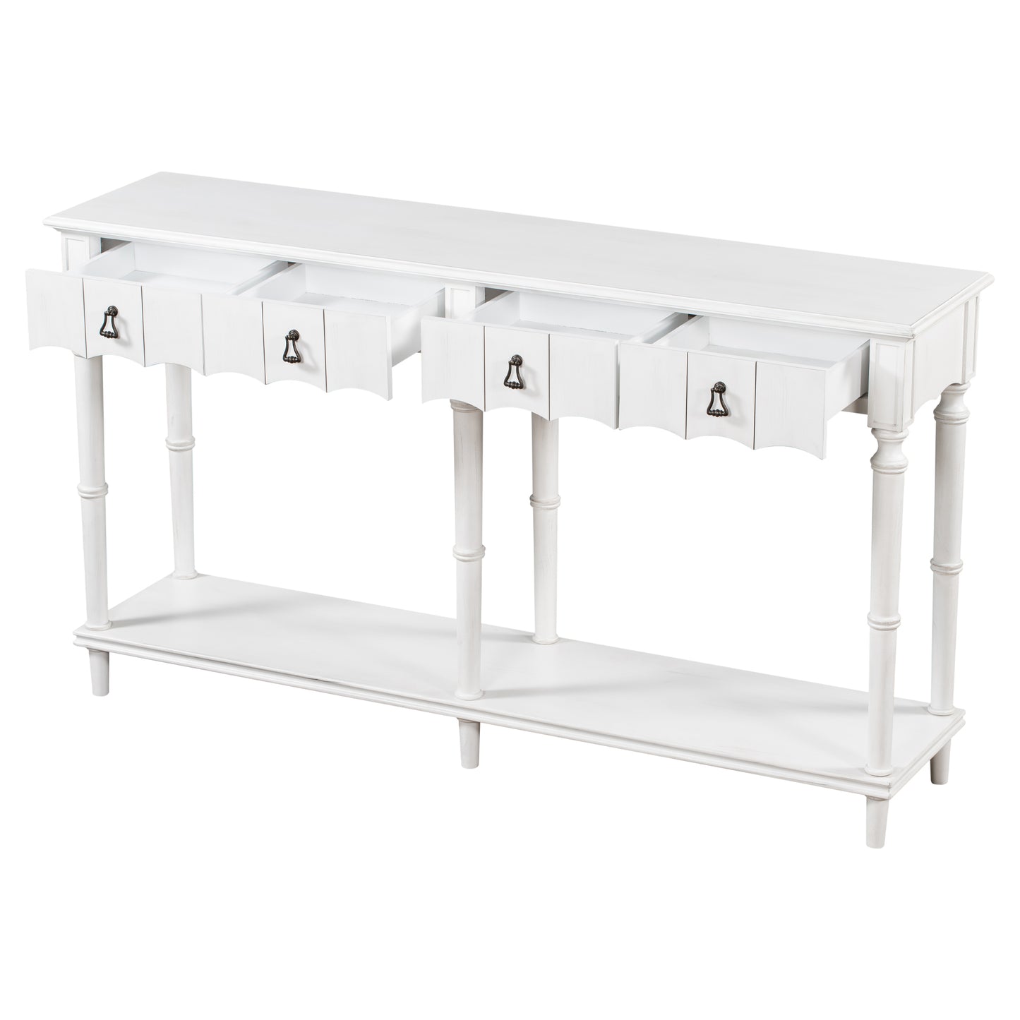 U-Style Console Table with 4 Front-Facing Storage Drawers and 1 Shelf – Ideal for Hallway, Living Room, or Bedroom – Classic Design with Ample Storage Space – Available in Various Colors and Sizes