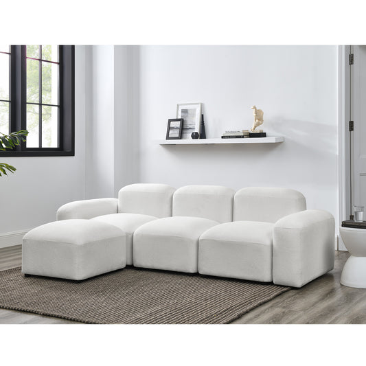 L-Shape Modular Sectional Sofa, DIY Combination, Loop Yarn, Ivory - Comfortable and Versatile Furniture for Your Home