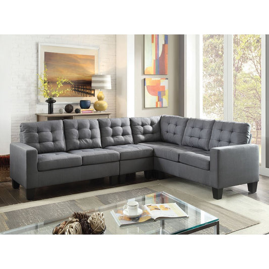 Elegant Gray Linen Sectional Sofa: ACME Earsom 52760 - Stylish, Comfortable, and Spacious