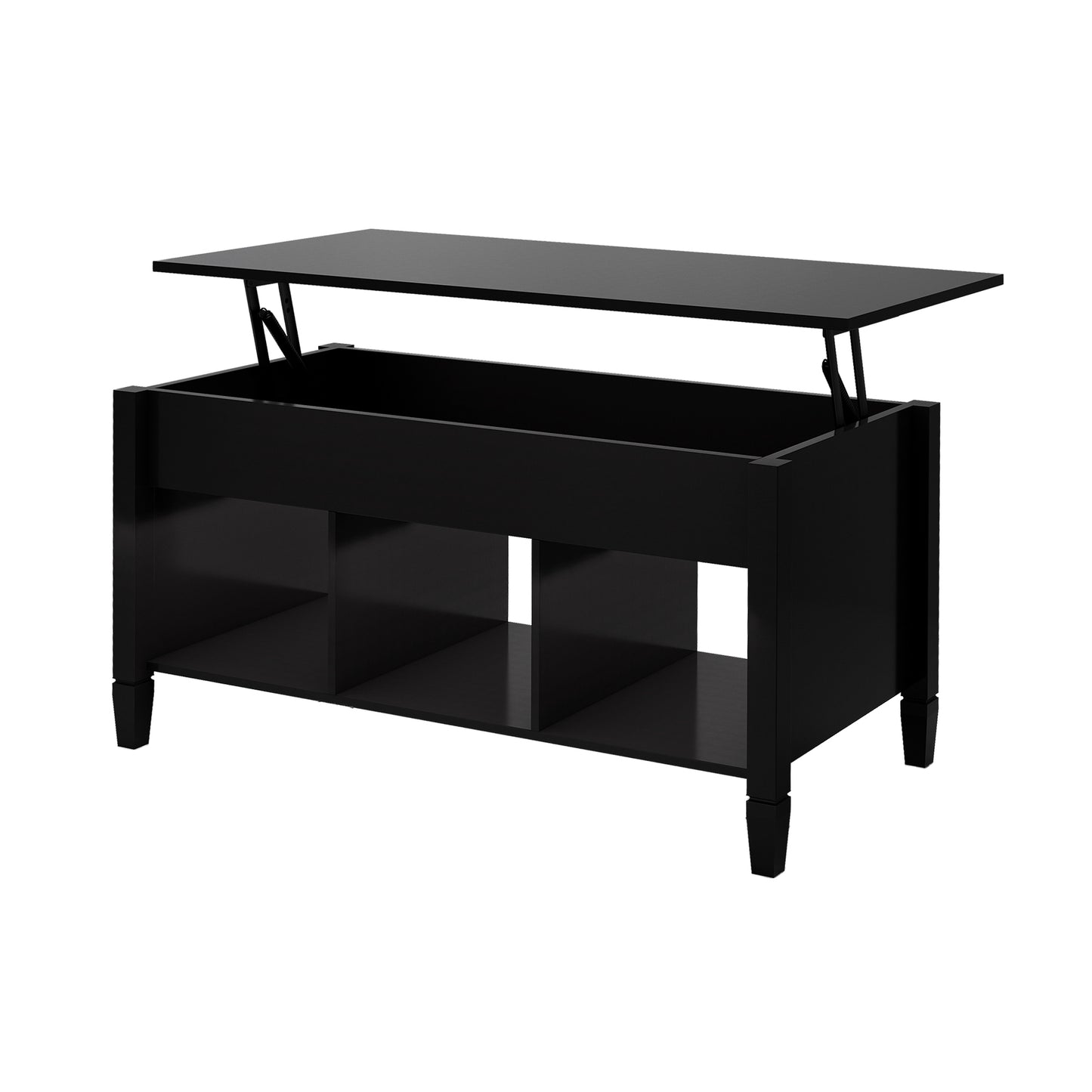 Lift Top Coffee Table - Black: Modern Design, Adjustable Height, Spacious Storage, Sturdy Construction, Elegant Finish