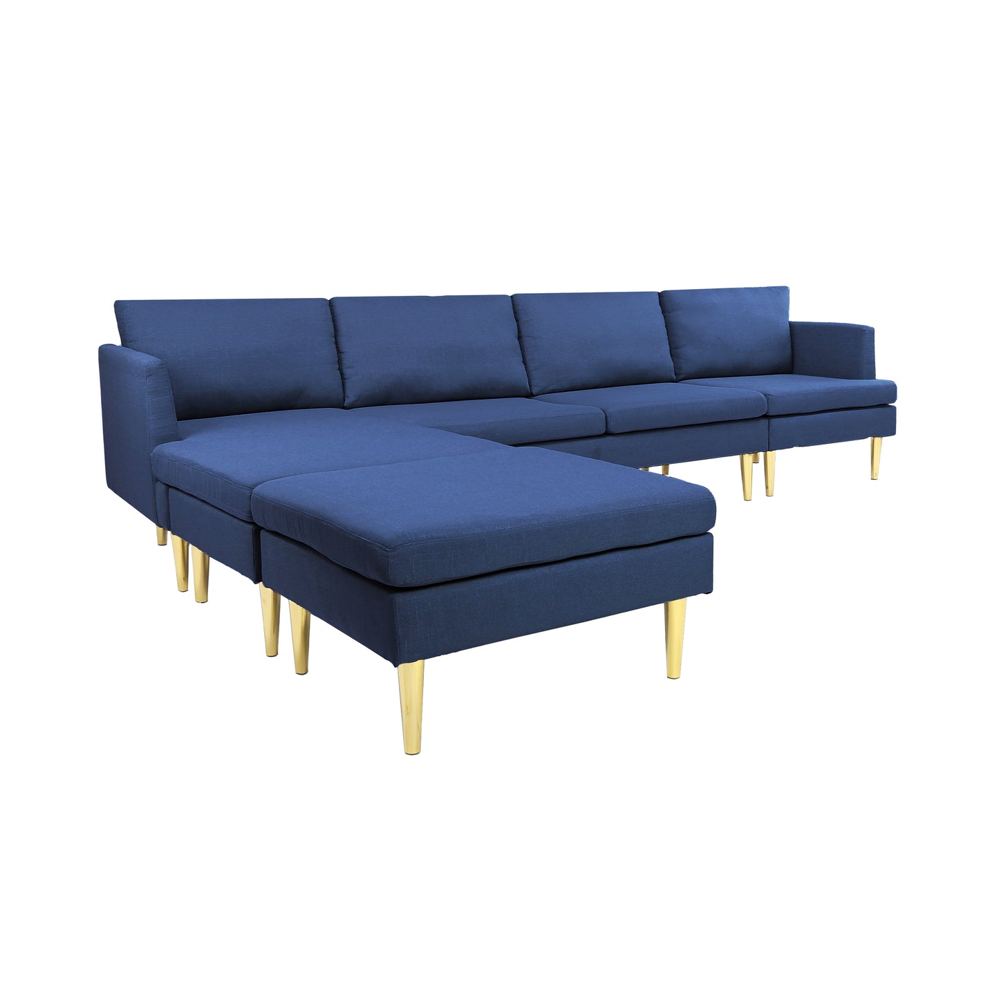 Modern Convertible Sectional Sofa Blue Polyester - Versatile and Stylish Furniture for Your Living Space