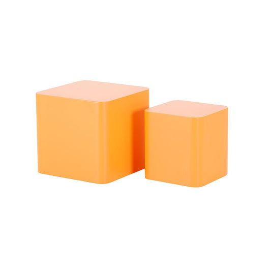 MDF Nesting Table Set: Square Side, Coffee, End Table in Orange - Modern Design, Space-saving, Versatile Furniture