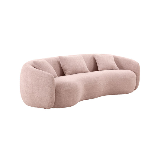 93.6'' Mid Century Modern Curved 4-Seat Boucle Fabric Pink Sofa - Ideal for Bedroom, Office, Apartment - Stylish and Spacious Living Room Couch